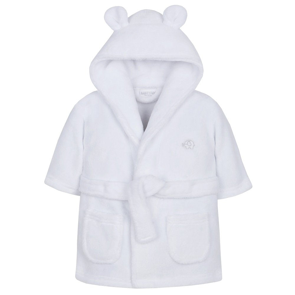 Baby / Infant Unisex White Hooded Dressing Gown - 0-24 Months