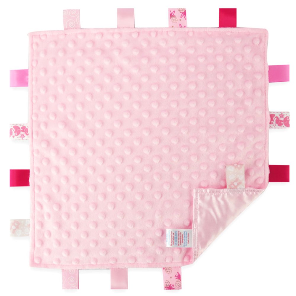 Plush Bubble Comforter with Taggies in Pink