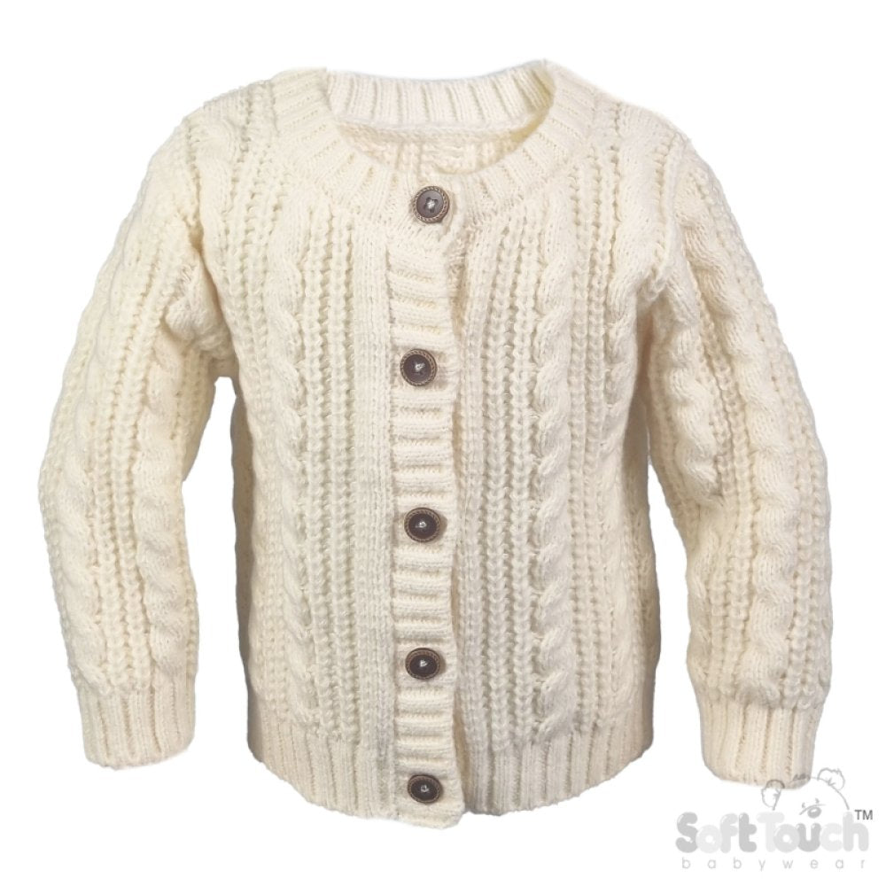 Cable Long Sleeve Knitted Cardigan - Cream