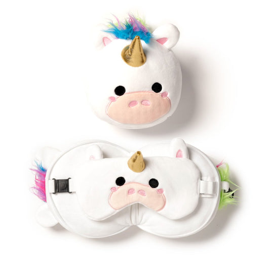 Unicorn Plush Travel Pillow & Eye Mask Set