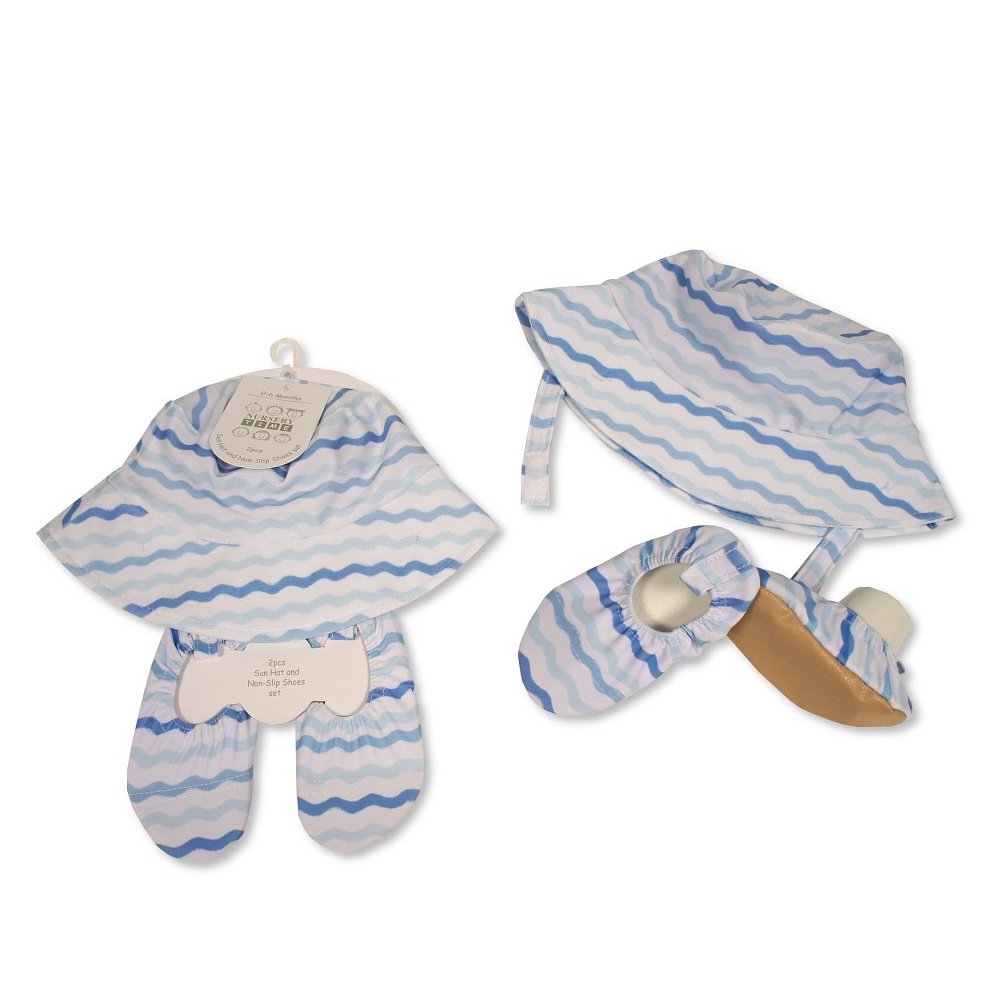 Baby Boys Waves Sun Hat and Non Slip Shoes Set