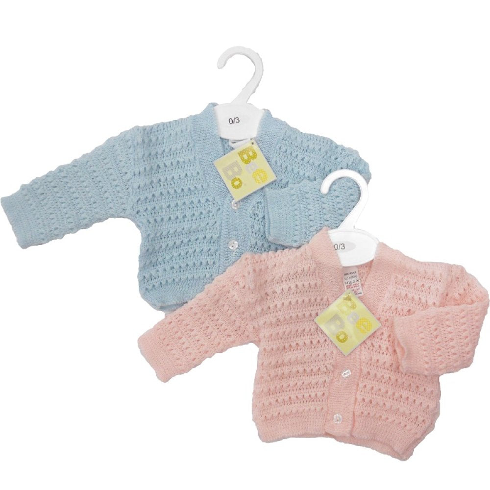 Baby Knitted Button Cardigan - Pink or Blue