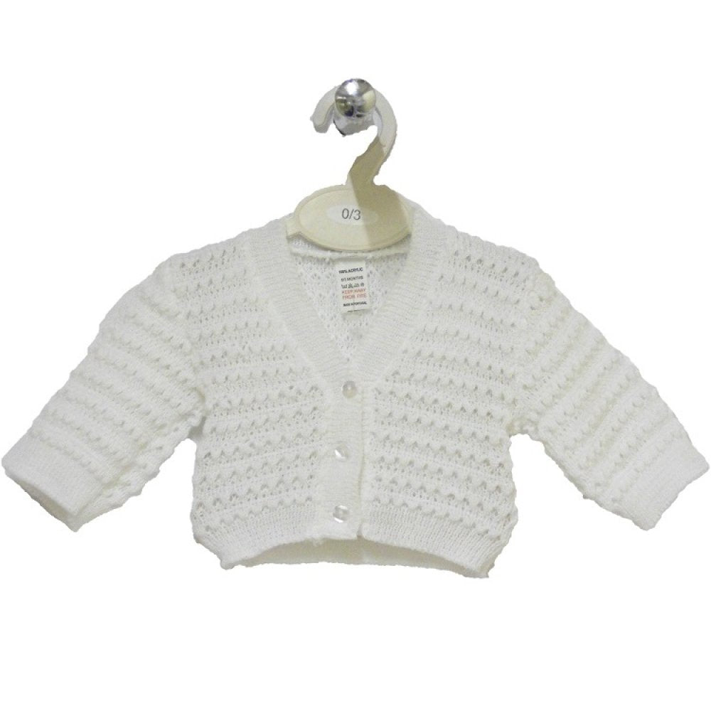Baby Knitted Button Cardigan - White