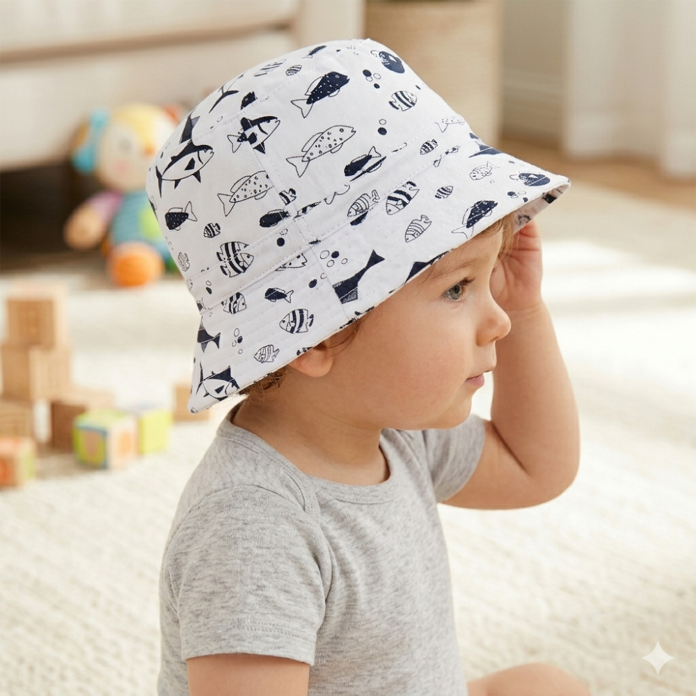 Baby Boys Jersey Fish Bucket Hat