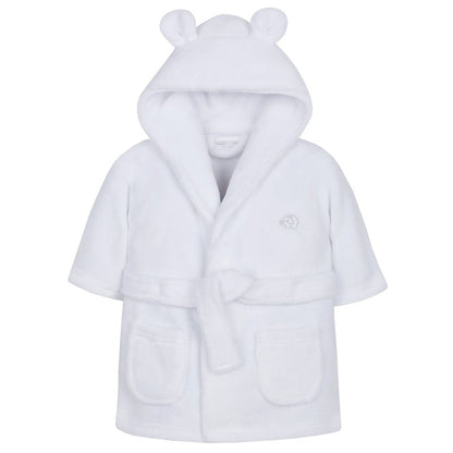 Baby / Infant Unisex White Hooded Dressing Gown - 0-24 Months