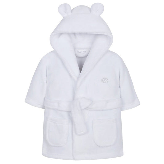 Baby / Infant Unisex White Hooded Dressing Gown - 0-24 Months
