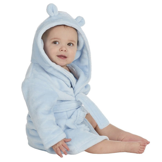 Baby / Infant Boys Blue Hooded Dressing Gown - 0-24 Months