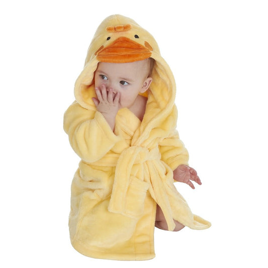 Baby Unisex Novelty Duck Hooded Dressing Gown - 0-24 Months