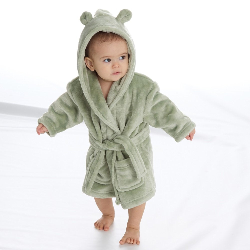 Baby Sage Hooded Dressing Gown - 0-24 Months