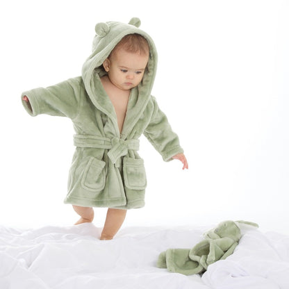 Baby Sage Hooded Dressing Gown - 0-24 Months
