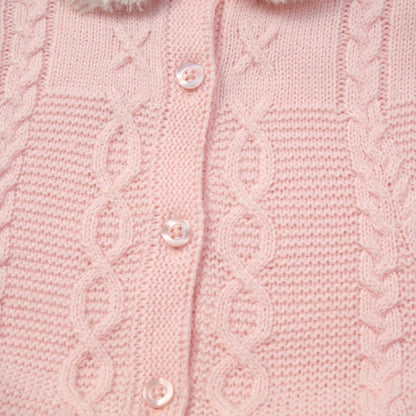 Baby Girls Lined Fur Trim Knitted Poncho/Cape