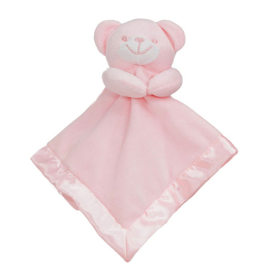 Bear Comforter with Satin Back in Pink
