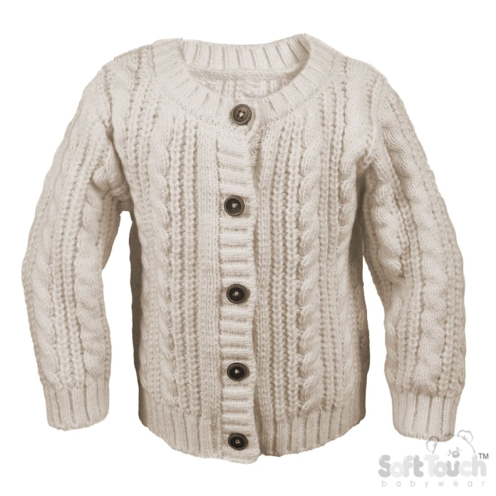 Cable Long Sleeve Knitted Cardigan - Biscuit