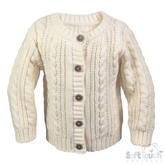 Cable Long Sleeve Knitted Cardigan - Cream