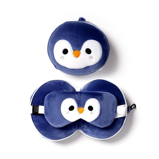 Penguin Plush Travel Pillow & Eye Mask Set
