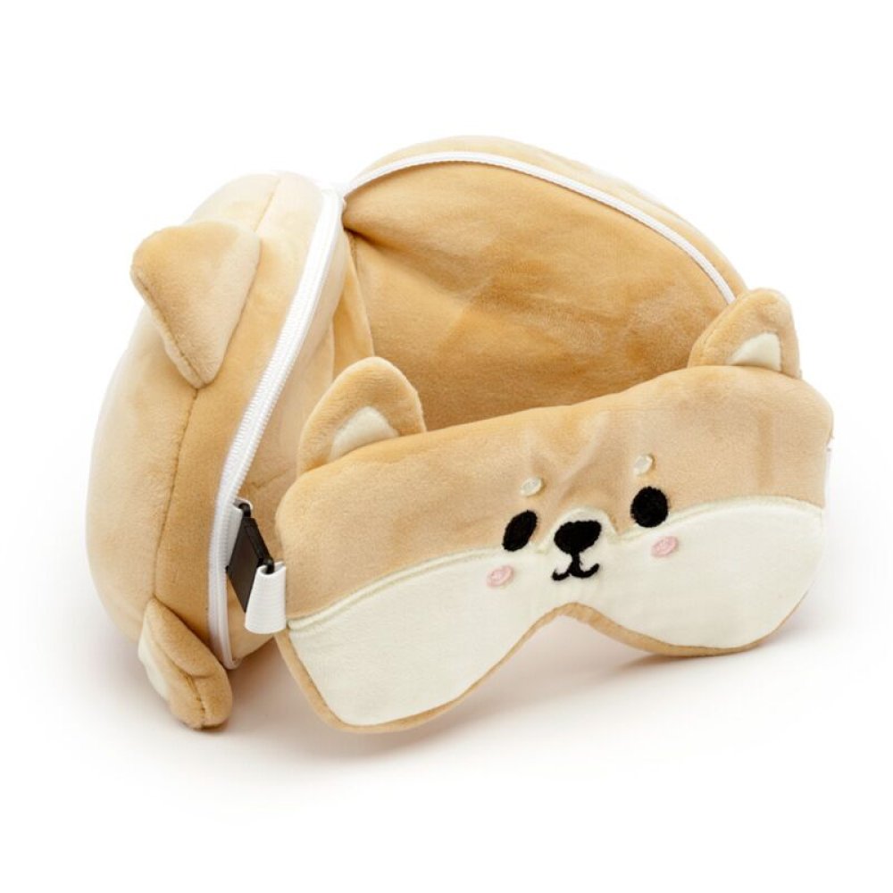 Shiba Inu Plush Travel Pillow & Eye Mask Set