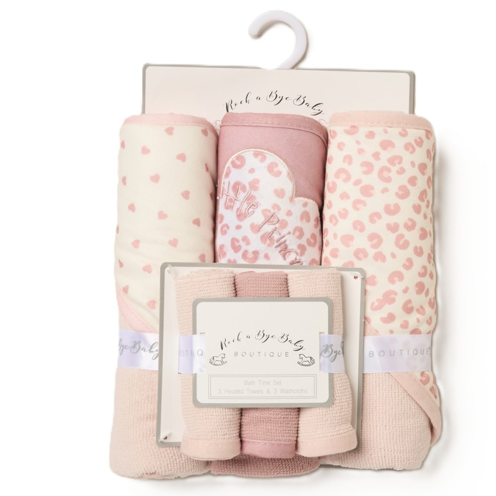 Baby Girl 6-Piece Bath Time Set - Little Princess Hearts