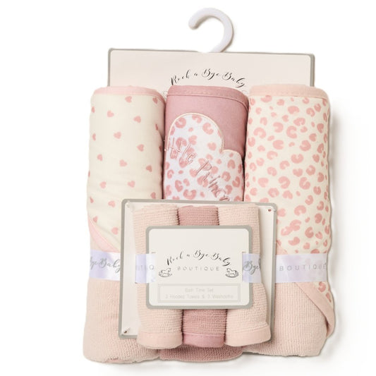 Baby Girl 6-Piece Bath Time Set - Little Princess Hearts