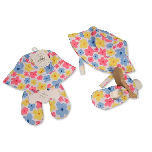 Baby Girls Floral Sun Hat and Non Slip Shoes Set