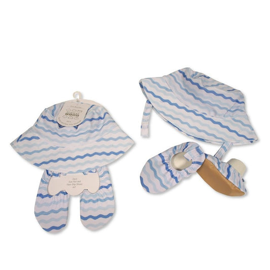Baby Boys Waves Sun Hat and Non Slip Shoes Set