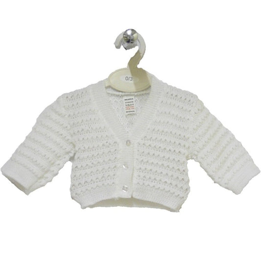 Baby Knitted Button Cardigan - White