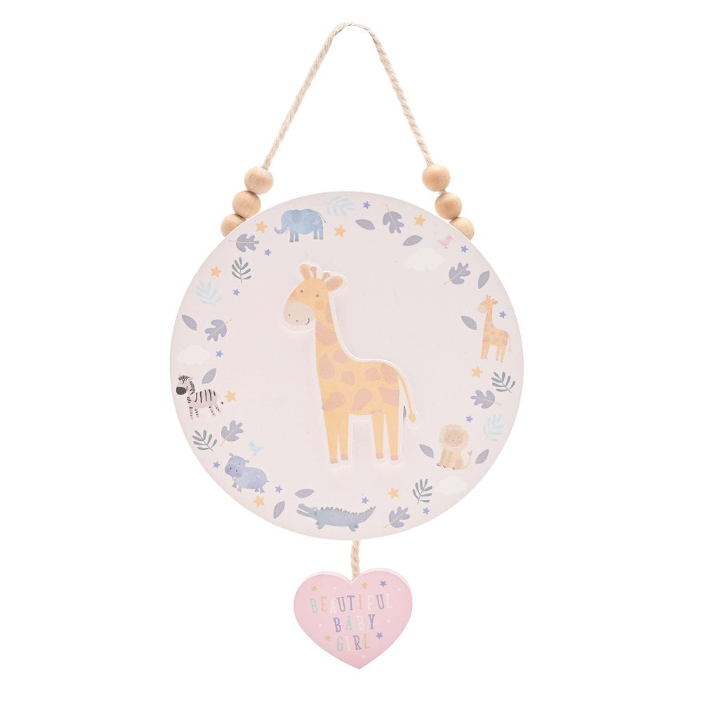 Giraffe Round Plaque Baby Girl